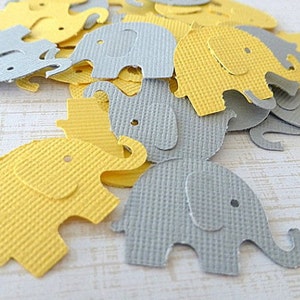 Elephant confetti set of 100 die cuts for baby shower, scrapbooking, party tables, pinatas, and favor tags.