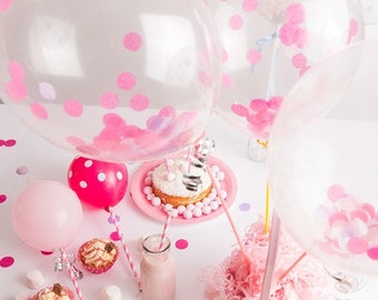 Confetti Filled Balloons /Clear 18 inches Balloons for birthdays,centerpieces, photo props, weddings, birthdays, baptism, Baby Showers.