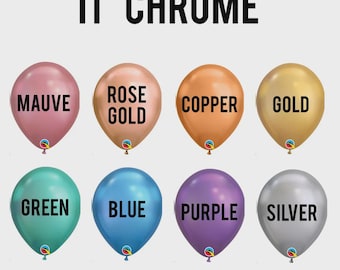 11” Chrome Balloons, Metallic Gold Silver Rose Gold Party Balloons, Shiny Latex Balloons for Birthday Decorations, Wedding, Baby Showers