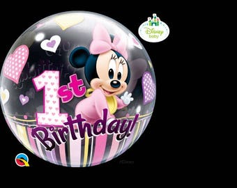 Minnie Mouse Baby Theme First Birthday 22 inches Bubble Balloon for first birthday parties, centerpieces, party decorations