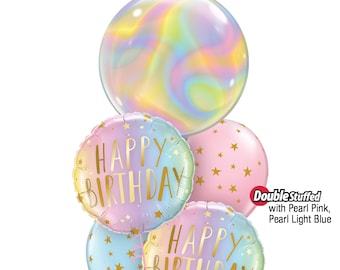 Happy Birthday 18" foil balloon for birthday parties, unicorn theme parties, photo props, drive-by parties, photo backgrounds, party decor.