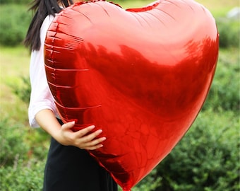 Huge Heart Balloon 36 inches Foil Balloon in Ruby Red color for Valentine's Day, engagement decoration, gift, and photo shoots props.