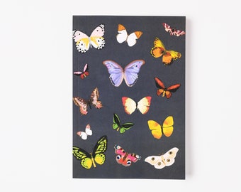 Butterfly Journal Navy, Blank Lined Journal, Butterfly Art Print Journal