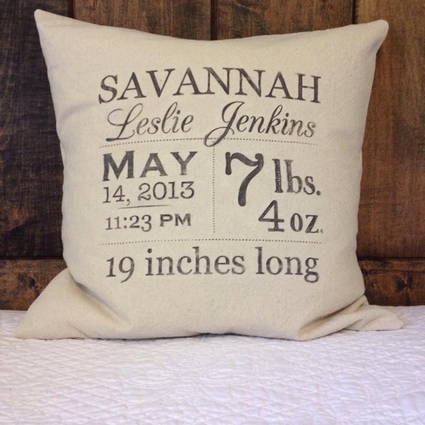 RESERVD LISTING- Baby Stats personalized pillow cover, Birth Stats Pillow Cover, baby gift, shower gift, New baby Pillow Cover, Throw pillow