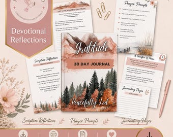 Christliche Dankbarkeit Journal Printable | 30 Tage Andacht (Digitaler Download)