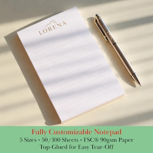 Personalisierte Notizblöcke, erhältlich in 5 Größen, benutzerdefiniertem Namen oder Logo