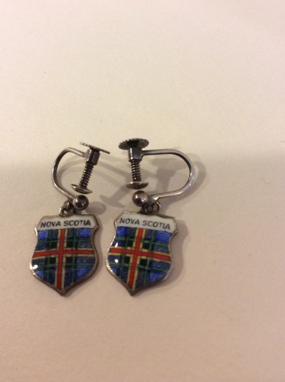 Sterling Silver & Enamel Nova Scotia Earrings,Sign