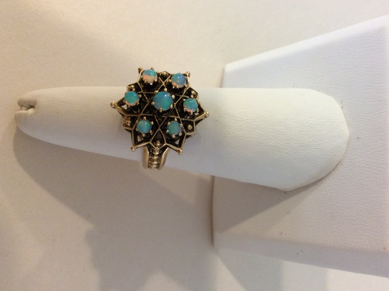 Antique Victorian Hand Made 14k. Gold & Opal Star of David Ring Great Condition image 4