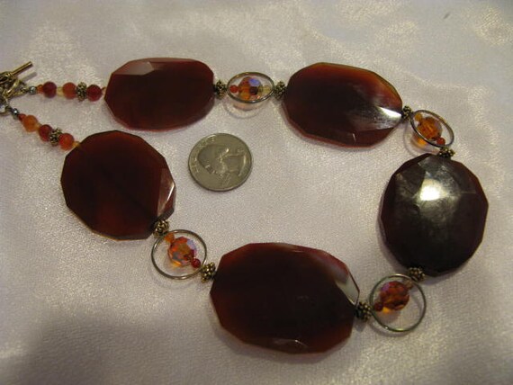 Runway Huge Faceted Carnelian glass Necklace - image 5