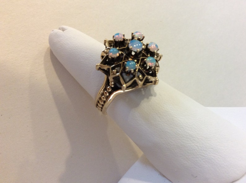 Antique Victorian Hand Made 14k. Gold & Opal Star of David Ring Great Condition image 2