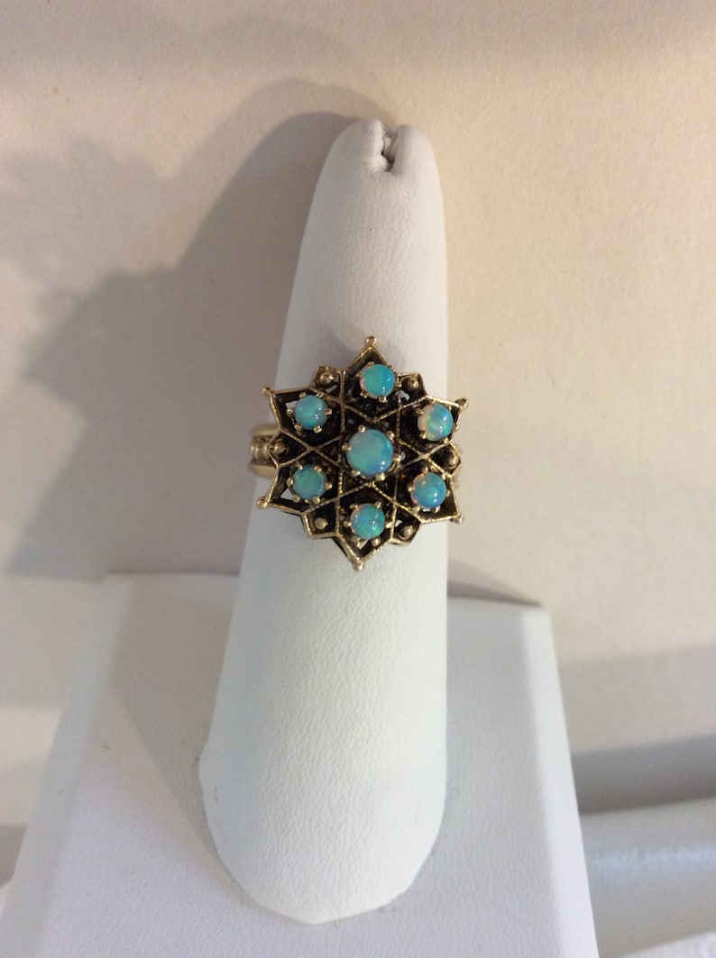 Antique Victorian Hand Made 14k. Gold & Opal Star of David Ring Great Condition image 1