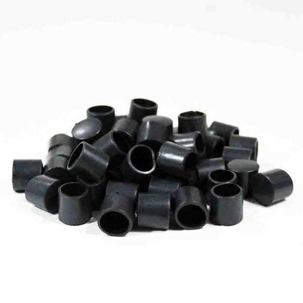 Lot of 50 Rubber End Caps with Hard Edge (8/16" ID x 8/16" hole depth x 1/16" wall thickness) Black