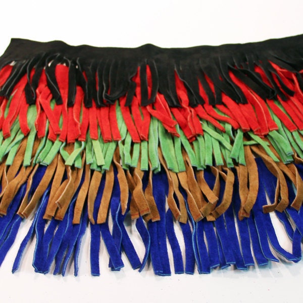 Fringe - Genuine Suede Leather Trim 4"- Three 12" lengths