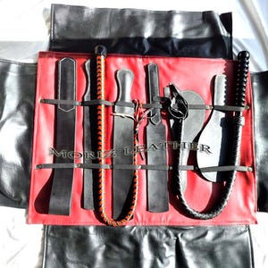 Leder SM Paddel Set im Lederetui