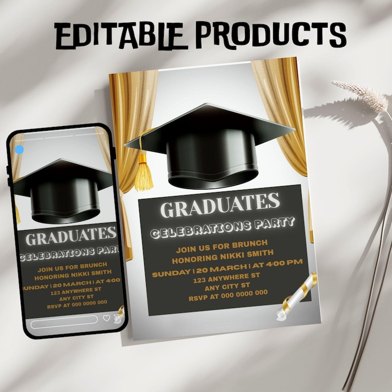 Graduation Party Invitation 2026, Class of 2026 Announcement, Blue Grad ...