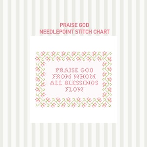 Praise God Needlepoint Stitch Chart | PDF Download | 13 Mesh 18 Mesh