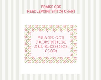 Praise God Needlepoint Stitch Chart | PDF Download | 13 Mesh 18 Mesh