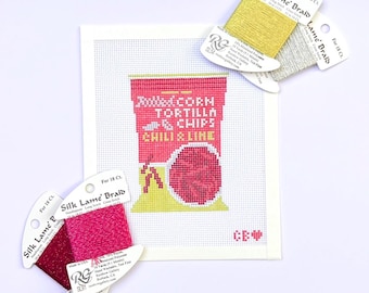 Trader Joes Chips Nadelspitze Canvas | Handbemalt | 13 Maschen