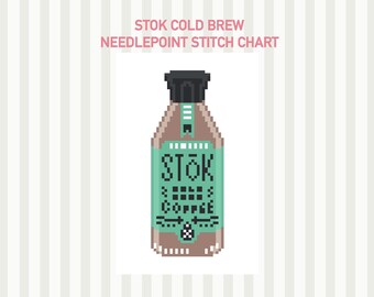 Tableau de broderie Stok Cold Brew Iced Coffee | Téléchargement PDF | 13 mailles 18 mailles