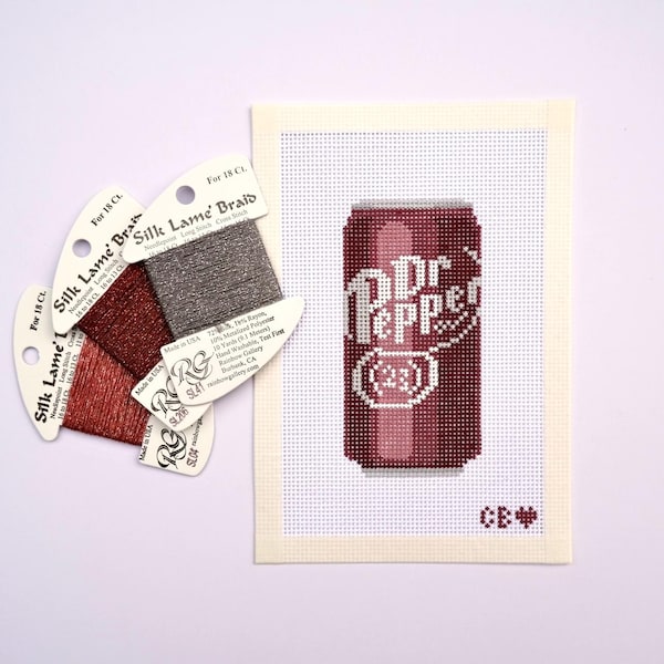 Dr Pepper Needlepoint Canvas | Handmålad | 13 mesh