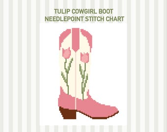 Tulpe Cowgirl Stiefel Nadelspitze Stichvorlage | PDF Herunterladen | 13 Maschen 18 Maschen