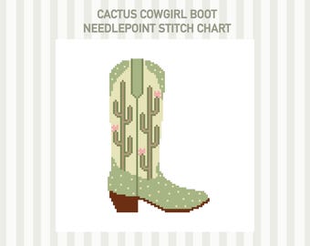 Cactus Cowgirl Boot Nadelspitze Stichvorlage | PDF Herunterladen | 13 Maschen 18 Maschen