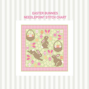 Easter Bunnies Needlepoint Stitch Chart | PDF Download | 13 Mesh 18 Mesh