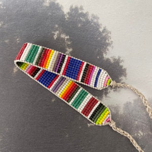 Serape stripe inspired bead loom bracelet unisex  miyuki seed beads