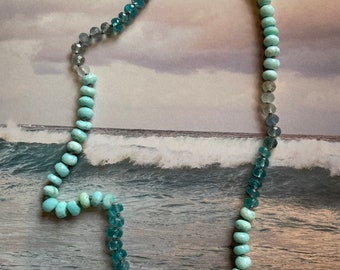 Peruvian Opal, apatite and flourite gemstone candy necklace knotted necklace