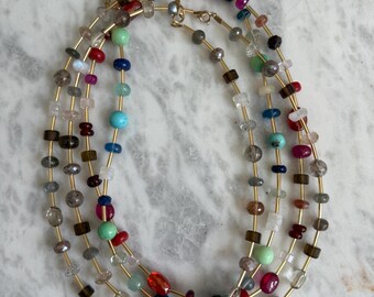 Mixed gemstone station necklace choose one