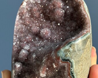 Uruguay amethyst sugar druzy free form cut base specimen unique color