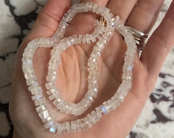 Moonstone gemstone knotted necklace strand