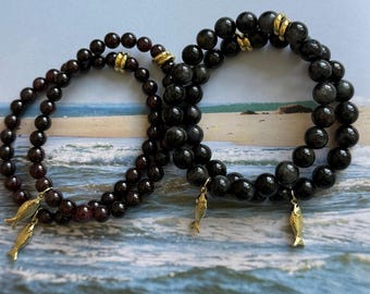 Little Fishy Stretch Bracelet, Cjoose from Garnet or Epidote