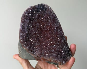Natural extra quality amethyst sugar druzy free form cut base specimen