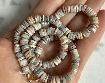Faceted Australian opal necklace strand