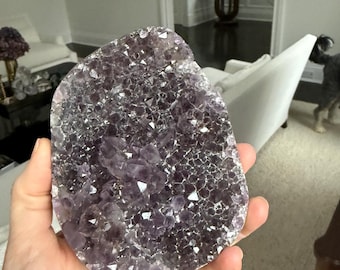 Unique Amethyst Specimen on black metal stand
