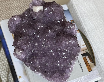 Extra quality amethyst cluster specimen with calcite over 6.5 lbs