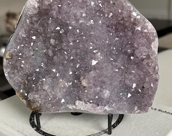 Lavender Amethyst Specimen on removable black stand loaded with Crystals