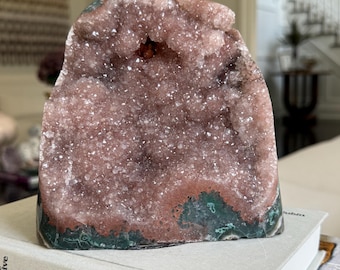 Natural pink amethyst sugar druzy free form cut base specimen 6.78 lbs