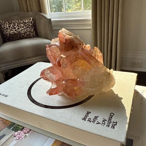 Natural pink lithium quartz cluster specimen