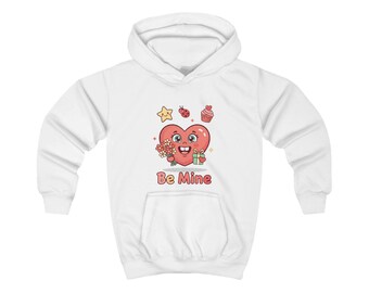 Sudadera con capucha para niños con el personaje "Be Mine Heart" / Lindo diseño de dibujos animados de San Valentín