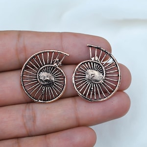 Oxidized Sunburst Dangle Earrings, Spiral Round Statement Earrings, Vintage Boho Jewelry, Antique Style Gift for Her