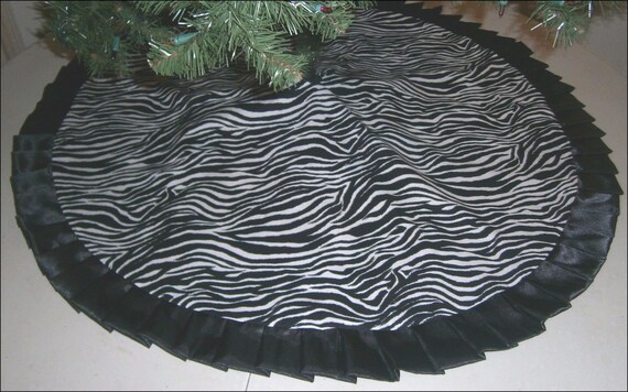 Christmas Tree Skirt 47 Zebra Print With Satin Etsy