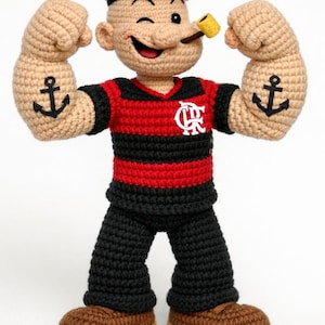 Patrón de crochet para amigurumi de Popeye / Muñeco marinero (Descarga PDF)