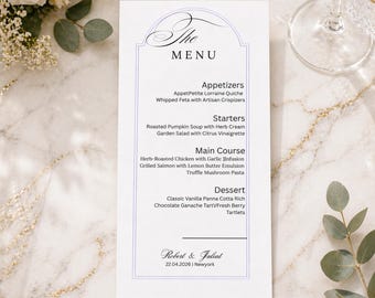 Editable Floral Wedding Menu Card Template, Red Flowers, Instant Download