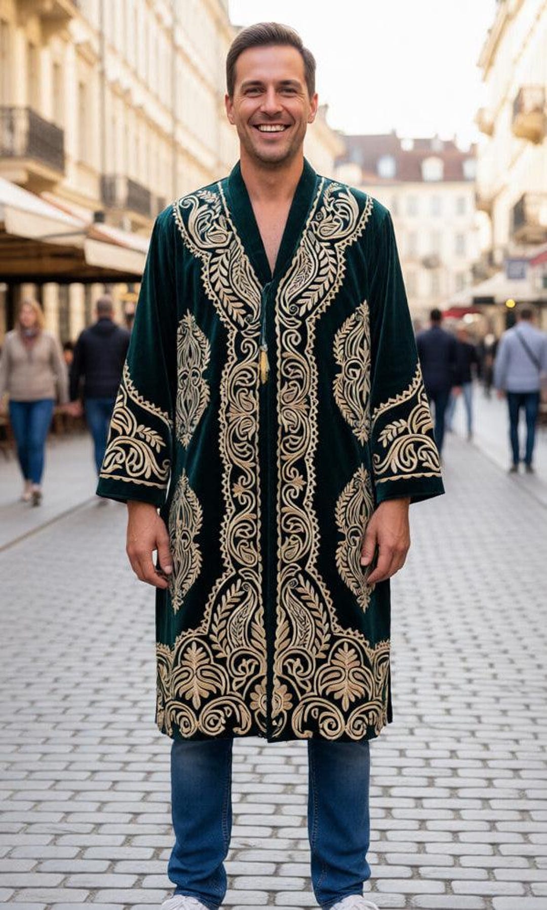 Chapan Robe Traditional Central Asia Coat, Chapan,robe With Gold Embroidery. - Etsy