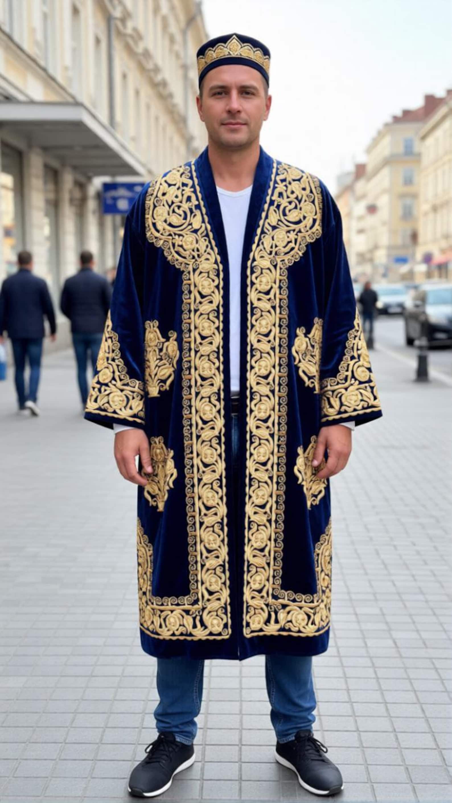 Chapan Robe Traditional Central Asia Coat, Chapan,robe With Gold Embroidery. - Etsy