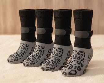Calcetines antideslizantes para perros mayores, protectores de patas con agarre antideslizante, seguridad para artritis y suelos resbaladizos, juego de 4 botines de regalo.