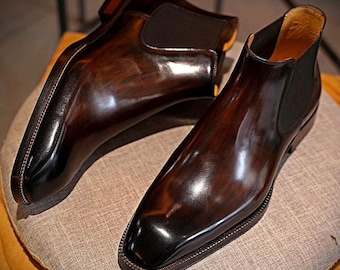 Botines Chelsea de ante marrón para hombre / Zapatos formales clásicos sin cordones hasta el tobillo