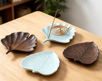 Cute Leaf Ceramic Incense Holder,Minimalist Incense Stick Holder,Leaf Shaped Incense Tray,Modern Home Decor,Meditation Gifts For Friends
